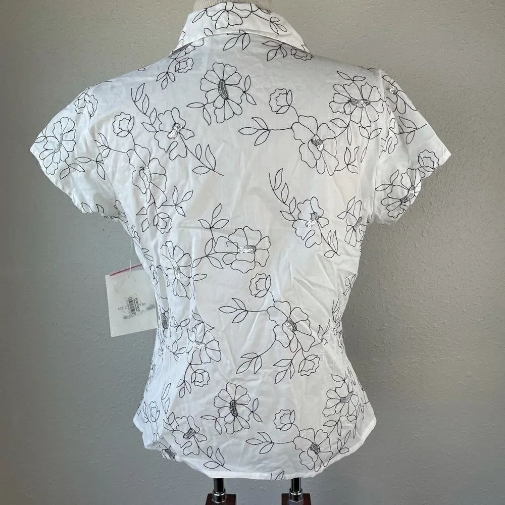 NWT Liz Claiborne Floral Button Down Shirt Size 10 - Picture 8 of 9